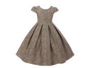 Kids Dream Little Girls Champagne Chantilly Jacquard Pleated Occasion Dress 2