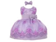 Baby Girls Lilac Floral Pattern Accent Easter Flower Girl Dress 12M
