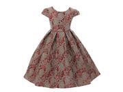 Kids Dream Big Girls Red Grey Chantilly Jacquard Pleated Occasion Dress 10