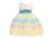 Lito Little Girls Ivory Poly Silk Flower Embroidered Organza Easter Dress 2T