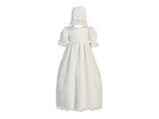 Lito Baby Girls White Embroidered Organza Gown Bonnet Baptism Set 3 6M
