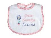 Raindrops Baby Girls Great Grandpa Loves Me Embroidered Bib Pink