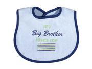 Raindrops Baby Boys Big Brother Loves Me Embroidered Bib Blue