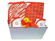Raindrops Unisex Baby Wild About Prints 6 Piece Hooded Towel Set Orange Zebra One Size