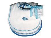 Raindrops Baby Boys Pastel Teething Bib Set White Blue