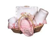 Raindrops Baby Girls Sleepy Time Bear Moses Basket 8 Piece Blanket Gift Set Pink Layette