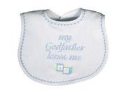 Raindrops Baby Boys My Godfather Loves Me Embroidered Bib Blue