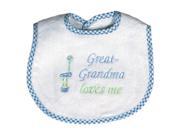 Raindrops Baby Boys Great Grandma Loves Me Embroidered Bib Blue