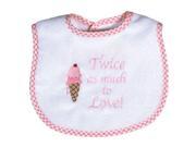 Raindrops Baby Girls Twice As Much To Love Embroidered Bib Pink