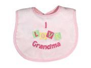 Raindrops Baby Girls I Love Grandma Embroidered Bib Pink