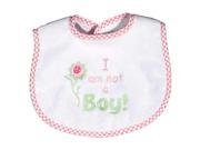 Raindrops Baby Girls I Am Not A Boy Embroidered Bib Pink