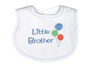 Raindrops Baby Boys Little Brother Embroidered Bib Blue