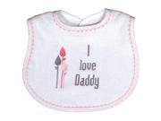 Raindrops Baby Girls I Love Daddy Embroidered Bib Pink