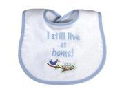 Raindrops Baby Boys I Still Live At Home Embroidered Bib Blue