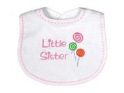 Raindrops Baby Girls Little Sister Embroidered Bib Pink