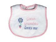 Raindrops Baby Girls Great Grandma Loves Me Embroidered Bib Pink