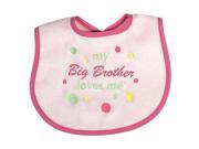 Raindrops Baby Girls Big Brother Loves Me Embroidered Bib Pink