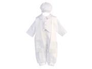 Angels Garment Baby Boys White Embroidered Satin Romper Baptism Set 12 18M