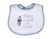 Raindrops Baby Boys Twice As Much To Love Embroidered Bib Blue