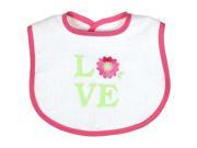 Raindrops Baby Girls Love Embroidered Bib Pink