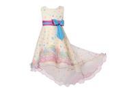 Richie House Little Girls Blue Cream Dot Floral Tail Bridal Party Dress 6