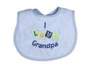 Raindrops Baby Boys I Love Grandpa Embroidered Bib Blue