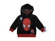 Marvel Little Boys Black Red Spiderman Face Print Hooded Sweater 2T