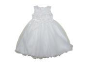 Big Girls White Floral Embroidered Beaded Overlaid Junior Bridesmaid Dress 8