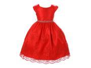 Big Girls Red Coiled Lace Rhinestone Flower Girl Occasion Dress 12