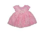 Baby Girls Pink Ruffled Trims Floral Accented Flower Girl Dress 24M