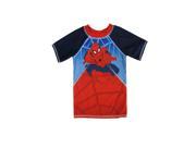 Marvel Little Boys Red Blue Spiderman Print Short Sleeved Rashguard 2T