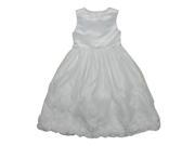 Little Girls White Rosette Accented Sleeveless Flower Girl Dress 6