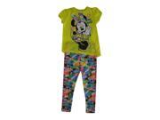 Disney Little Girls Yellow Minnie Mouse Love Print 2 Pc Pant Outfit 4