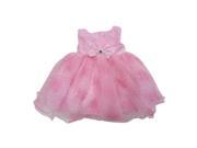 Little Girls Pink Embroidered Rhinestone Bow Overlaid Flower Girl Dress 4T
