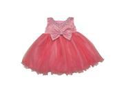Baby Girls Dusty Rose Bejeweled Neckline Bow Accent Flower Girl Dress 12M