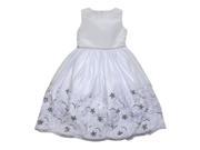 Big Girls White Glitter Sequin Embroidered Junior Bridesmaid Dress 8