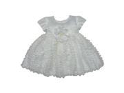 Little Girls Off White Ruffled Trims Floral Accented Flower Girl Dress 4T