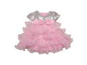 Baby Girls Pink Glitter Sequin Ruffle Tiered Flower Girl Dress 18M