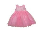 Baby Girls Pink Glitter Bow Adorned Embroidered Flower Girl Dress 24M