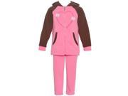 Littoe Potatoes Little Girls Brown Pink Heart Floral 2 Pc Fleece Pant Set 3T
