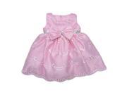 Baby Girls Pink Glitter Sequin Bow Accent Embroidered Flower Girl Dress 24M