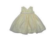 Baby Girls Champagne Beaded Floral Embroidered Flower Girl Dress 24M