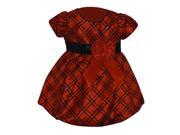 Baby Girls Red Black Checkered Pattern Rose Christmas Holiday Dress 24M