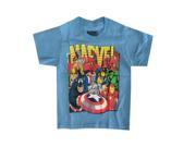Marvel Little Boys Sky Blue Cartoon Super Heroes Print Short Sleeve Tee 4
