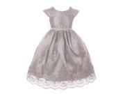 Big Girls Silver Coiled Lace Rhinestone Flower Girl Occasion Dress 10
