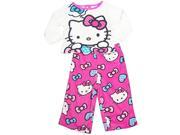 Hello Kitty Little Girls White Cartoon Character Print 2 Pc Pajama Set 3T