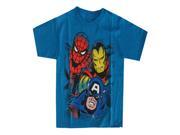 Marvel Little Boys Aqua Captain America Spiderman Iron Man Print T Shirt 7