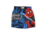 Marvel Little Boys Blue Black Spiderman Print UPF 50 Swim Shorts 3T