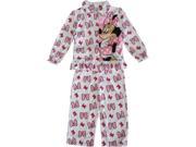 Disney Little Girls Pink White Minnie Mouse Bow Print 2 Pc Pajama Set 3T