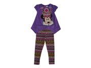 Disney Little Girls Purple Minnie Kaleidoscope Print 2 Pc Pant Outfit 6